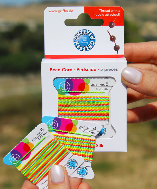 Silk Neon Rainbow color carded bead cord