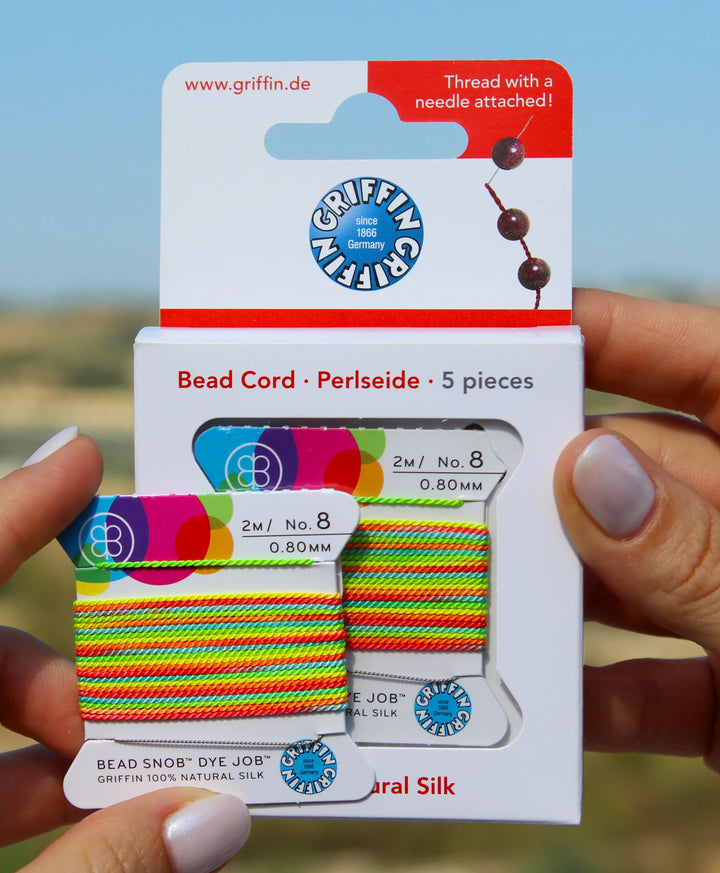 Silk Neon Rainbow color carded bead cord