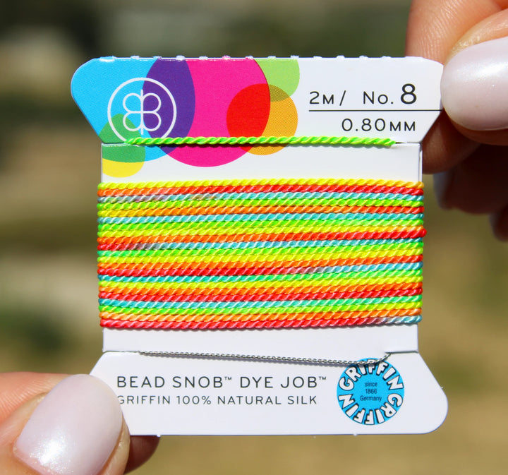 Silk Neon Rainbow color carded bead cord