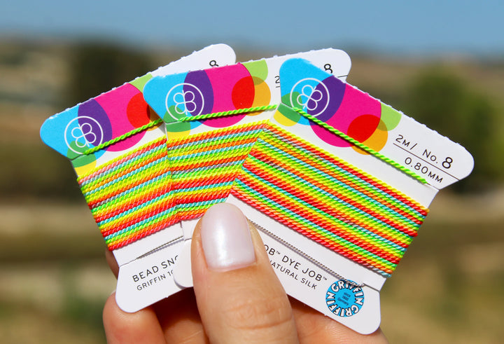 Silk Neon Rainbow color carded bead cord