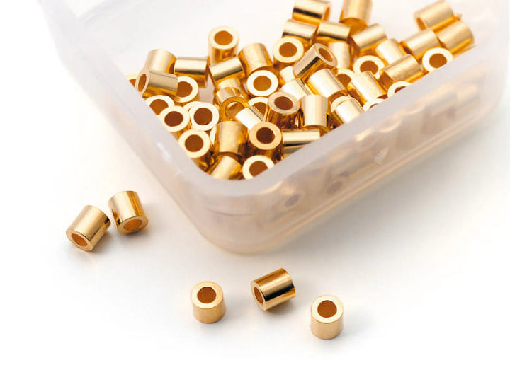 crimp-tubes-24K Gold Plated-Diameter Out. 2.3mm Ins. 1.5mm,  Lgth 2.2 mm-600022X