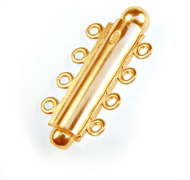slide-lock-clasps-24K Gold Plated-4 Rows L 27.5mm-60022704